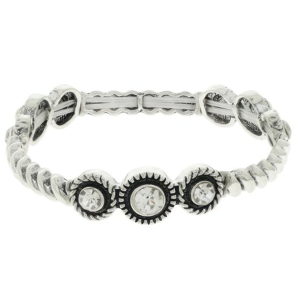 Western Crystal Bezel Ribbed Stretch Bracelet - Picture 2 of 2